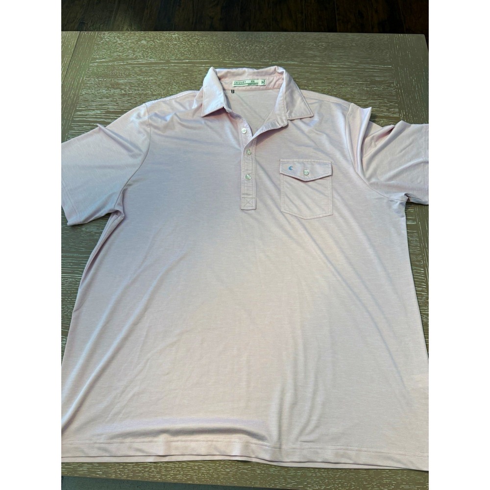 Criquet Men's Pink Solid Cotton Polo Shirt 2XL Regular Short Sleeve Pocket